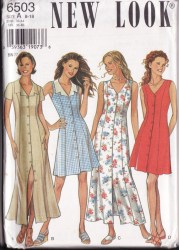 6503 NL BUTTON DOWN FLARE DRESS SLVS OR NOT PATTERN 8-18